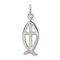 Sterling Silver Ichthus Fish & Cross Charm Jewerly 27mm x 11mm